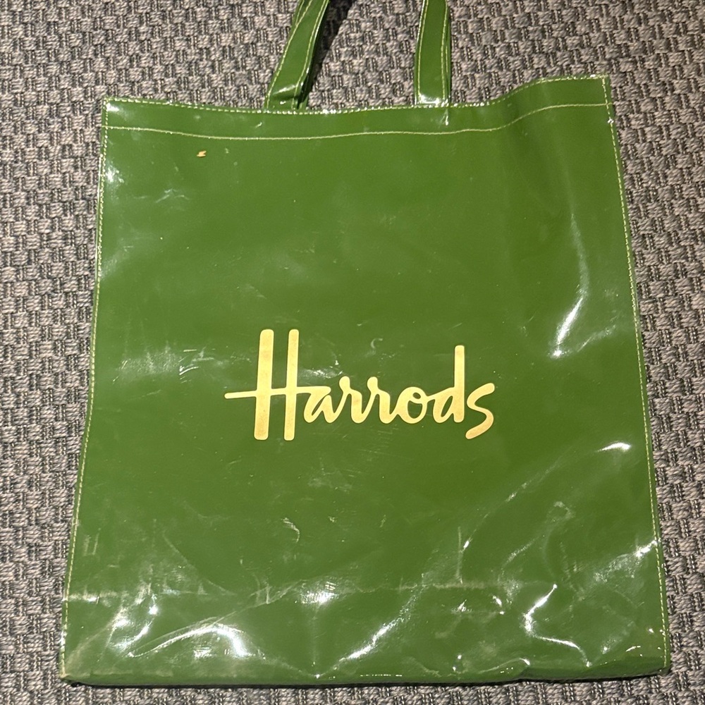 Harrods Glossy Green Tote Bag